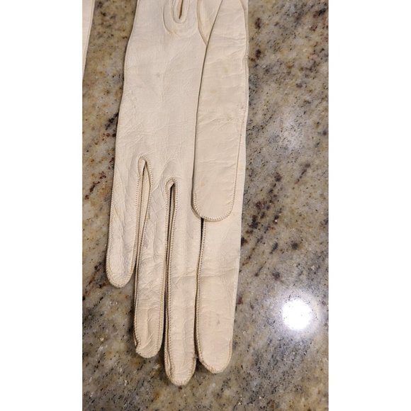 Vintage Antique? Size XS 6 Ivory 26" Long Formal Opera Gloves France Buttons - Picture 9 of 16
